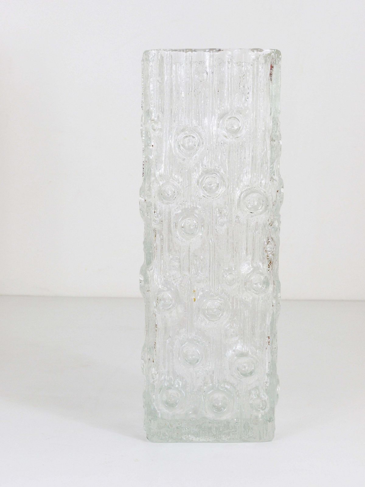 Peill & Putzler Op Art Square Modernist Ice Glass Vase, Germany, 1970s photo for sale