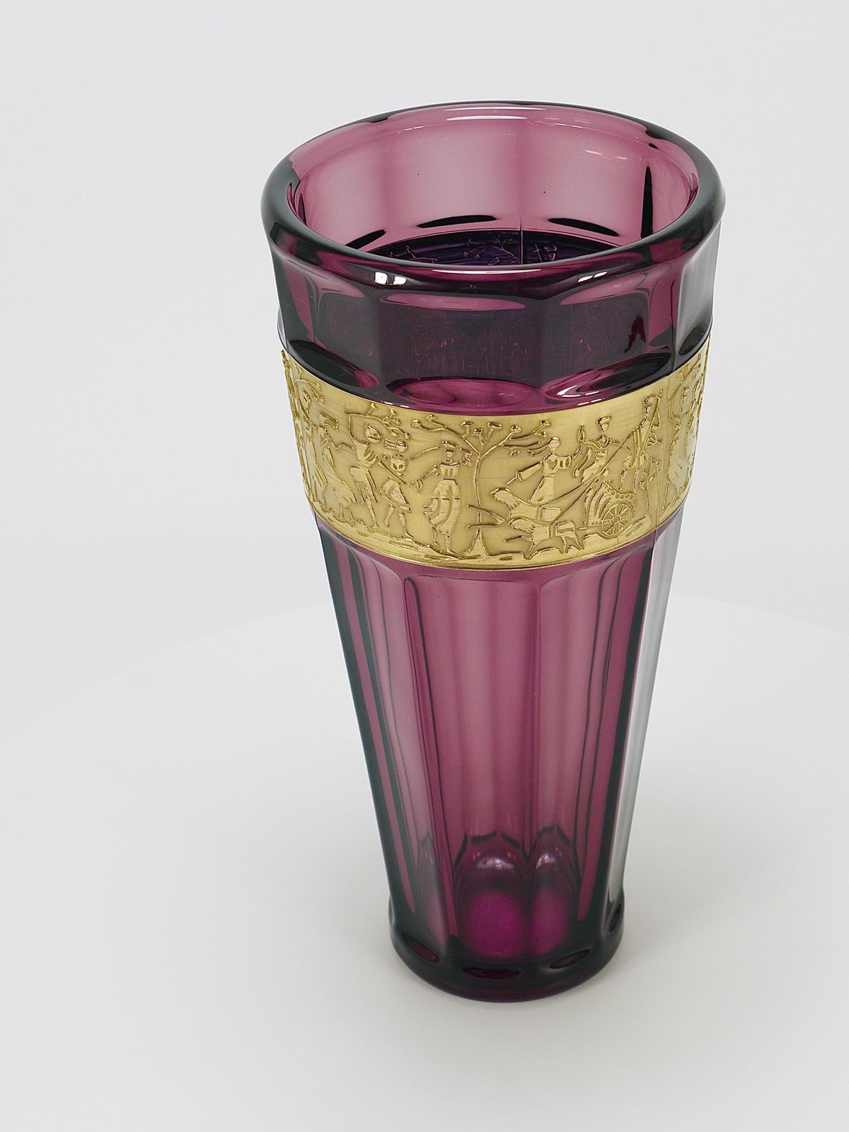 Ludwig Moser Art Deco Amethyst Crystal Glass Vase, Fipop Series, Karlsbad, 1920s photo buy