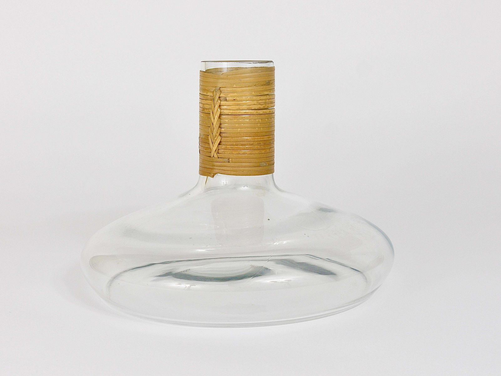 Home Decor Carl Aubock Vase Or Decanter With Wicker Top, Midcentury, Austria, 1950s photo