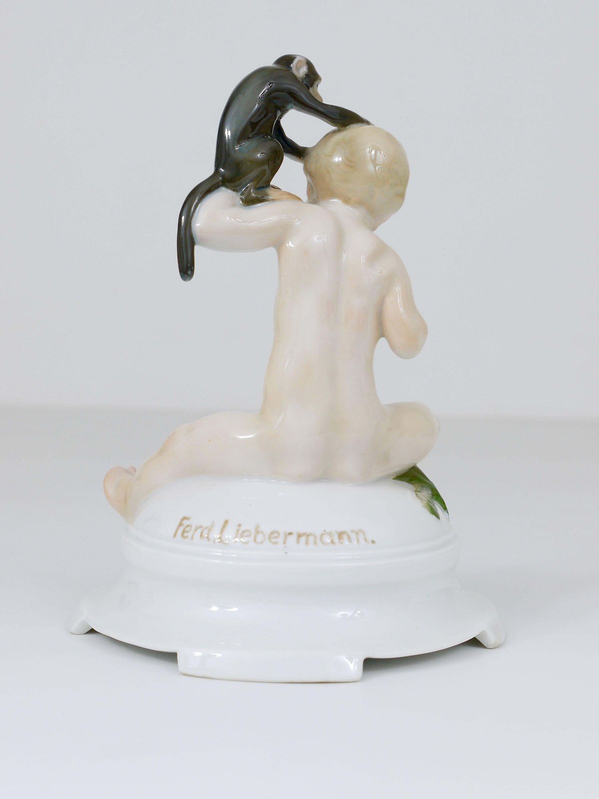 1910s Rosenthal Putto & Monkey Porcelain Sculpture By Ferdinand Liebermann photo Art
