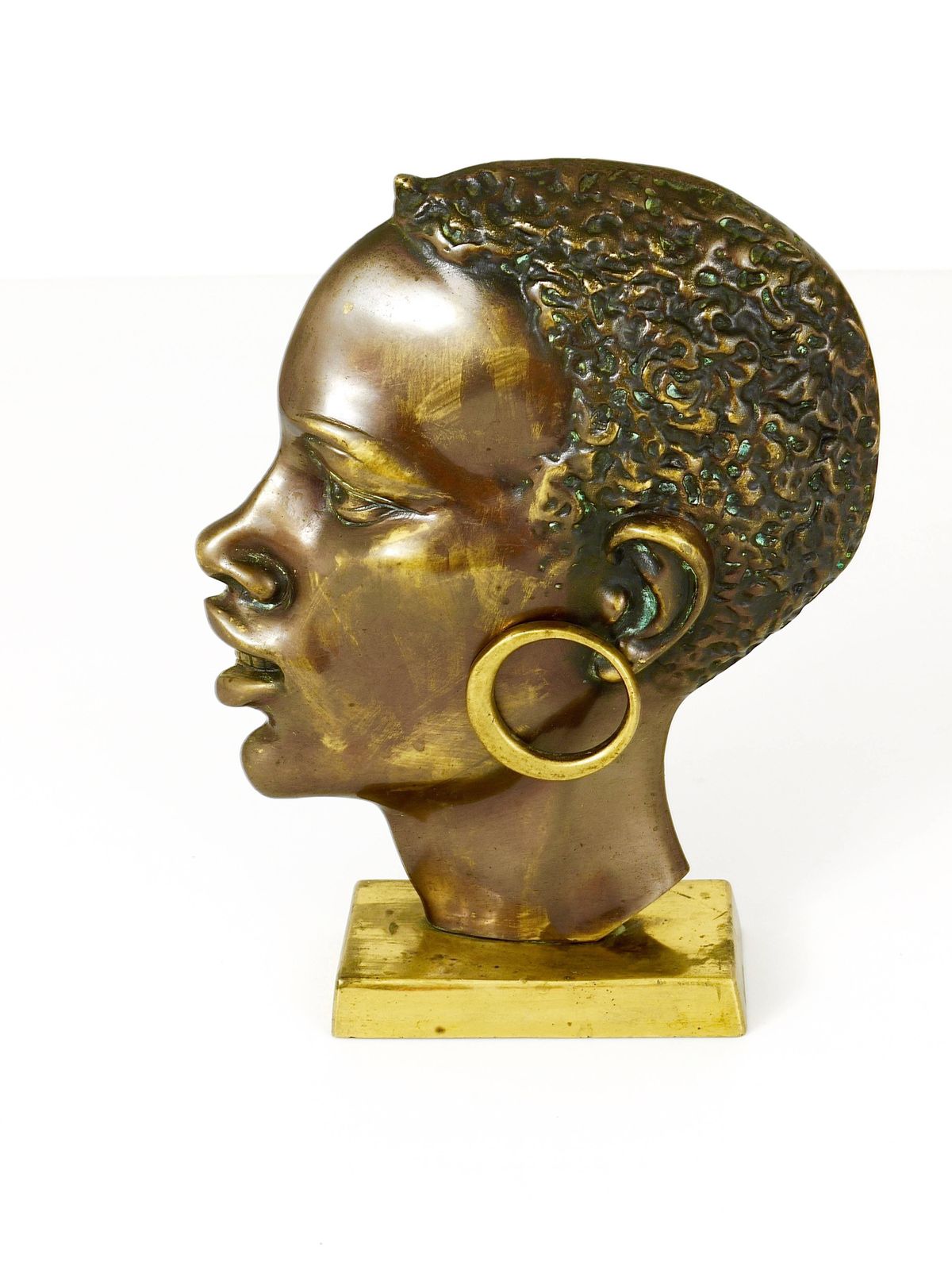 Beautiful Brass Bust Of An African Woman In The Manner Hagenauer, Austria, 1950s photo vinterior