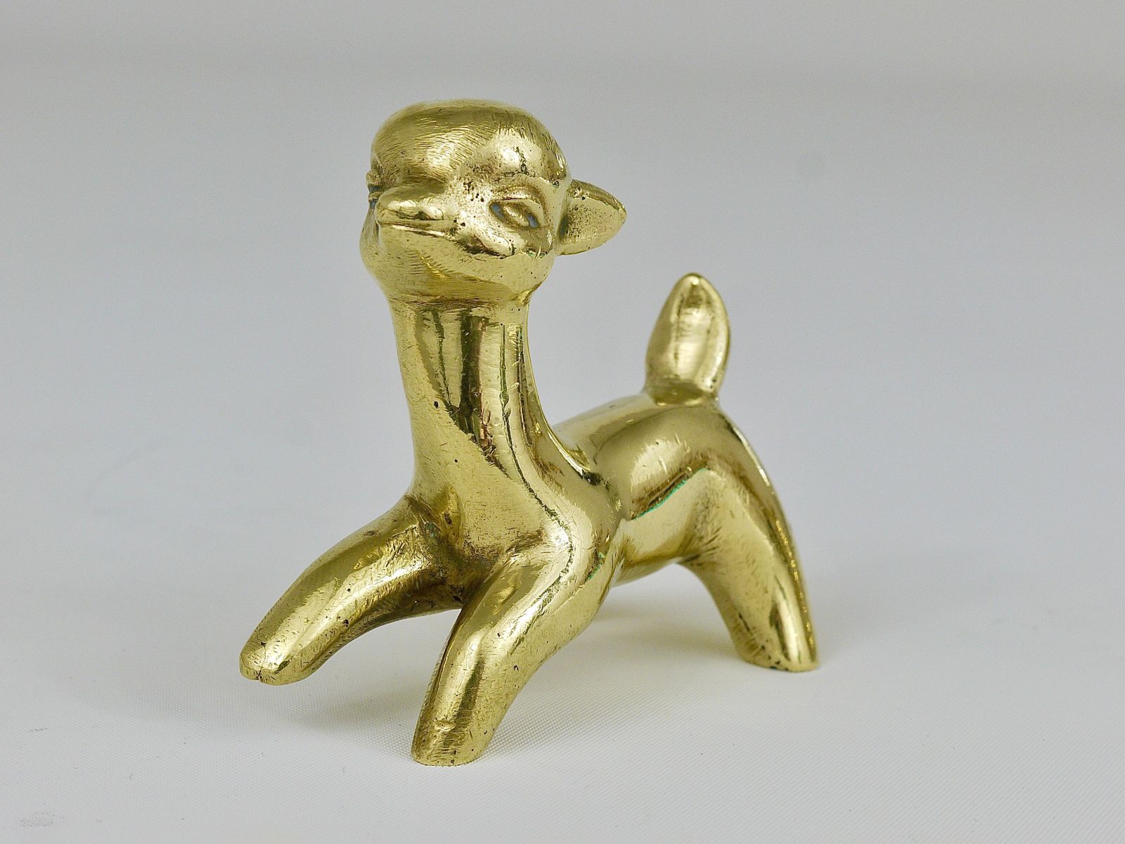 Walter Bosse Midcentury Deer Fawn Brass Figurine, Herta Baller, Austria, 1950s photo 177.0