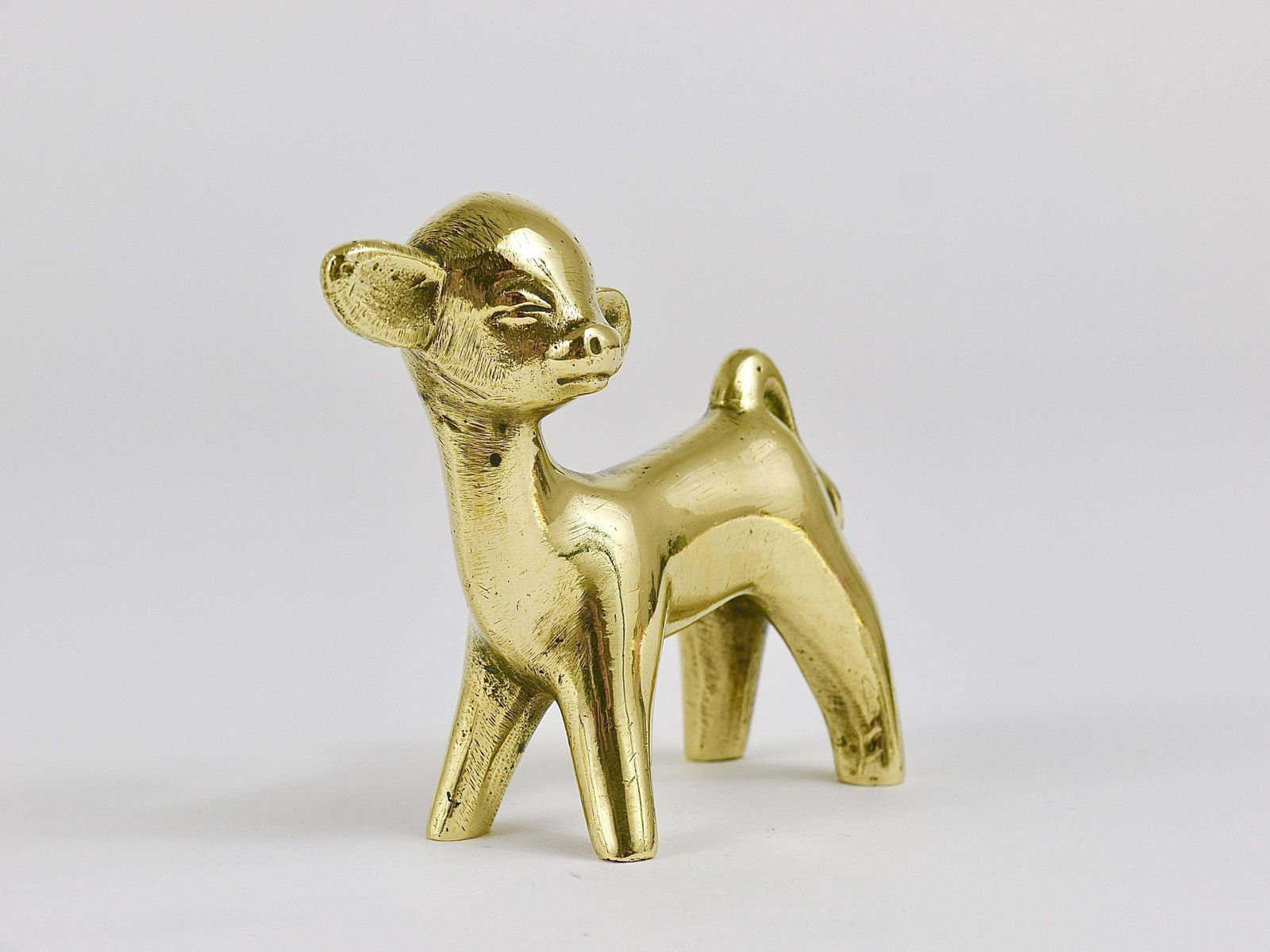 Walter Bosse Midcentury Baby Cow Brass Figurine, Herta Baller, Austria, 1950s photo Home Decor