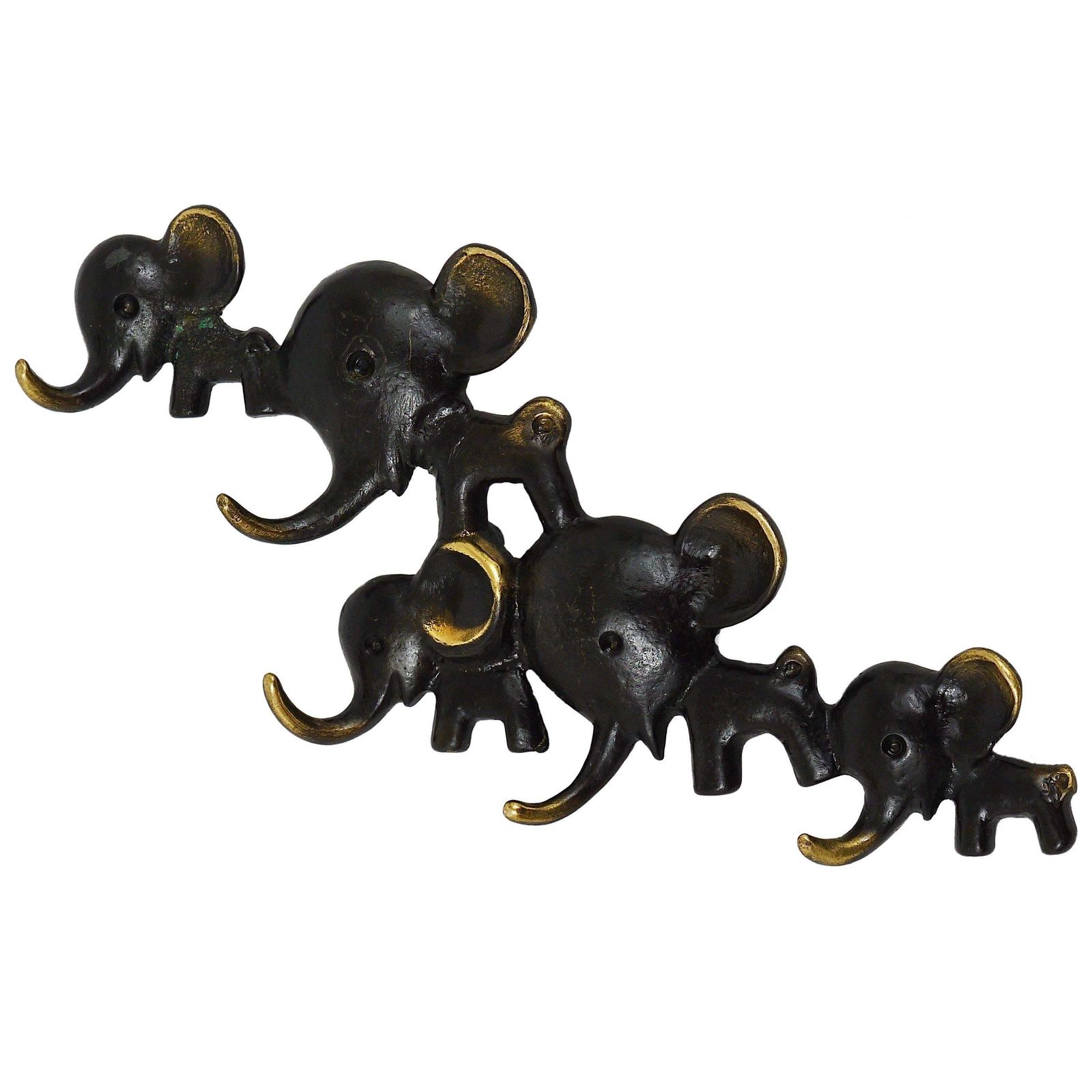 Walter Bosse Elephants Brass Key Hanger By Herta Baller, Austria, 1950s