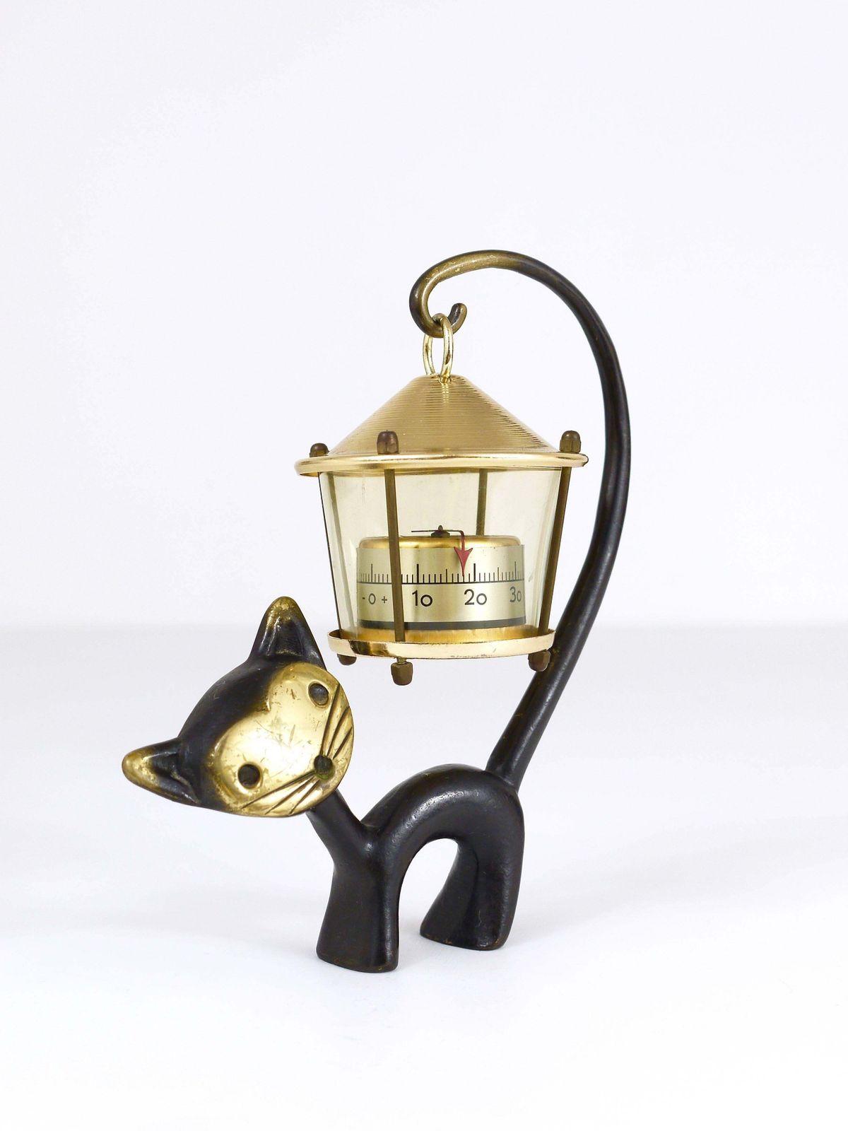 Walter Bosse Cat Figurine With Thermometer, Herta Baller Austria, 1950s photo vinterior