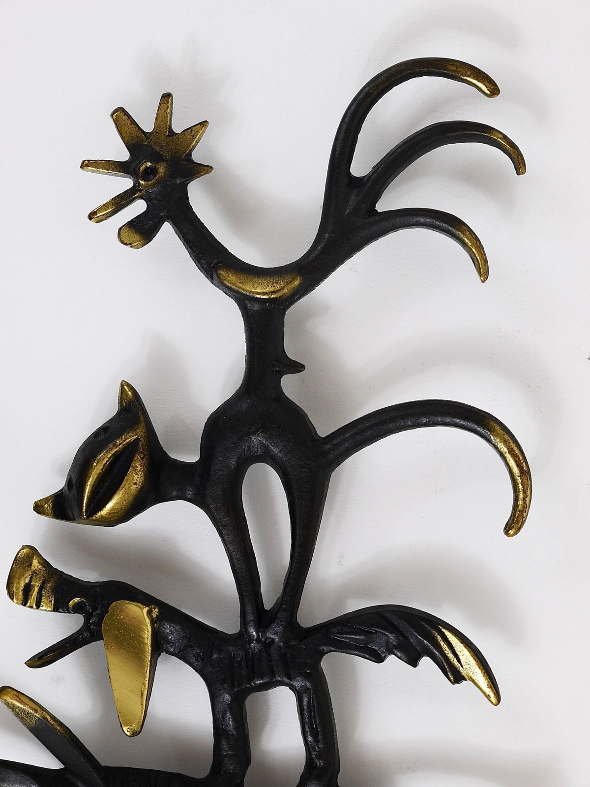 Walter Bosse Brass Key Hanger Donkey, Dog, Cat And Cock, Herta Baller, Austria photo furniture