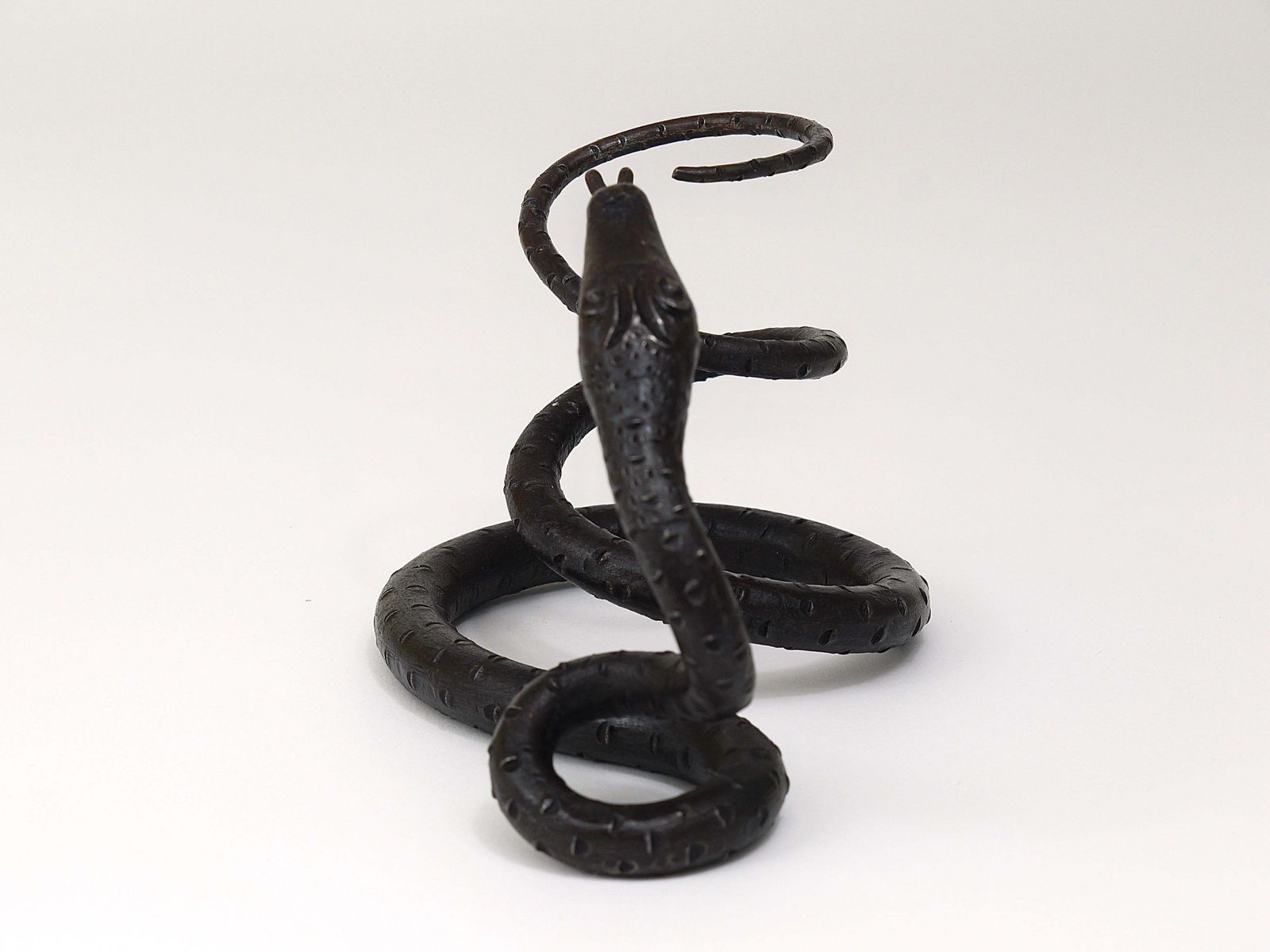 1129.0 Edgar Brandt Style Hand Forged Iron Snake Or Serpent Sculpture, Austria, 1920s photo