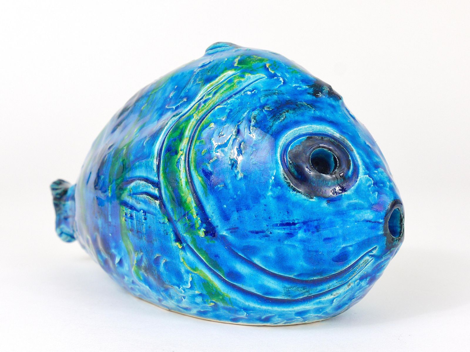 Aldo Londi Bitossi Rimini Blue Glazed Fish Sculpture Figurine, Italy, 1950s photo buy