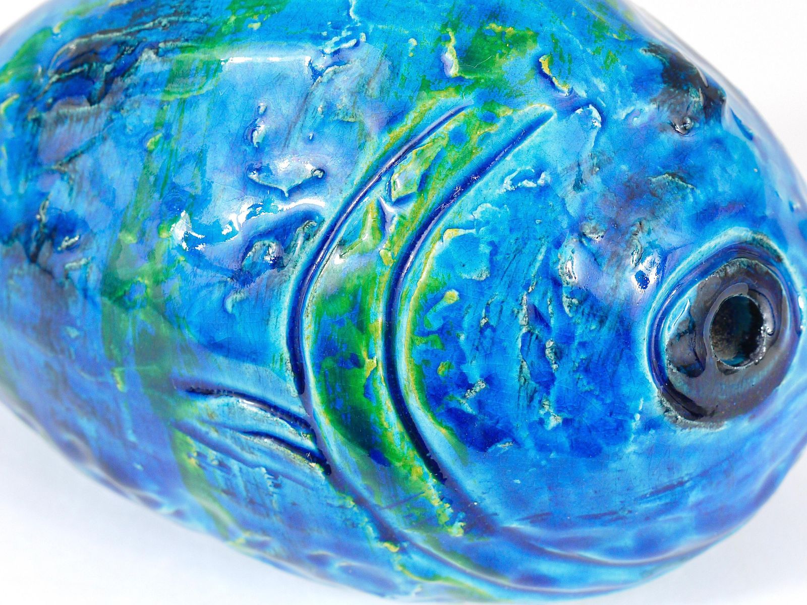 photo buy Aldo Londi Bitossi Rimini Blue Glazed Fish Sculpture Figurine, Italy, 1950s