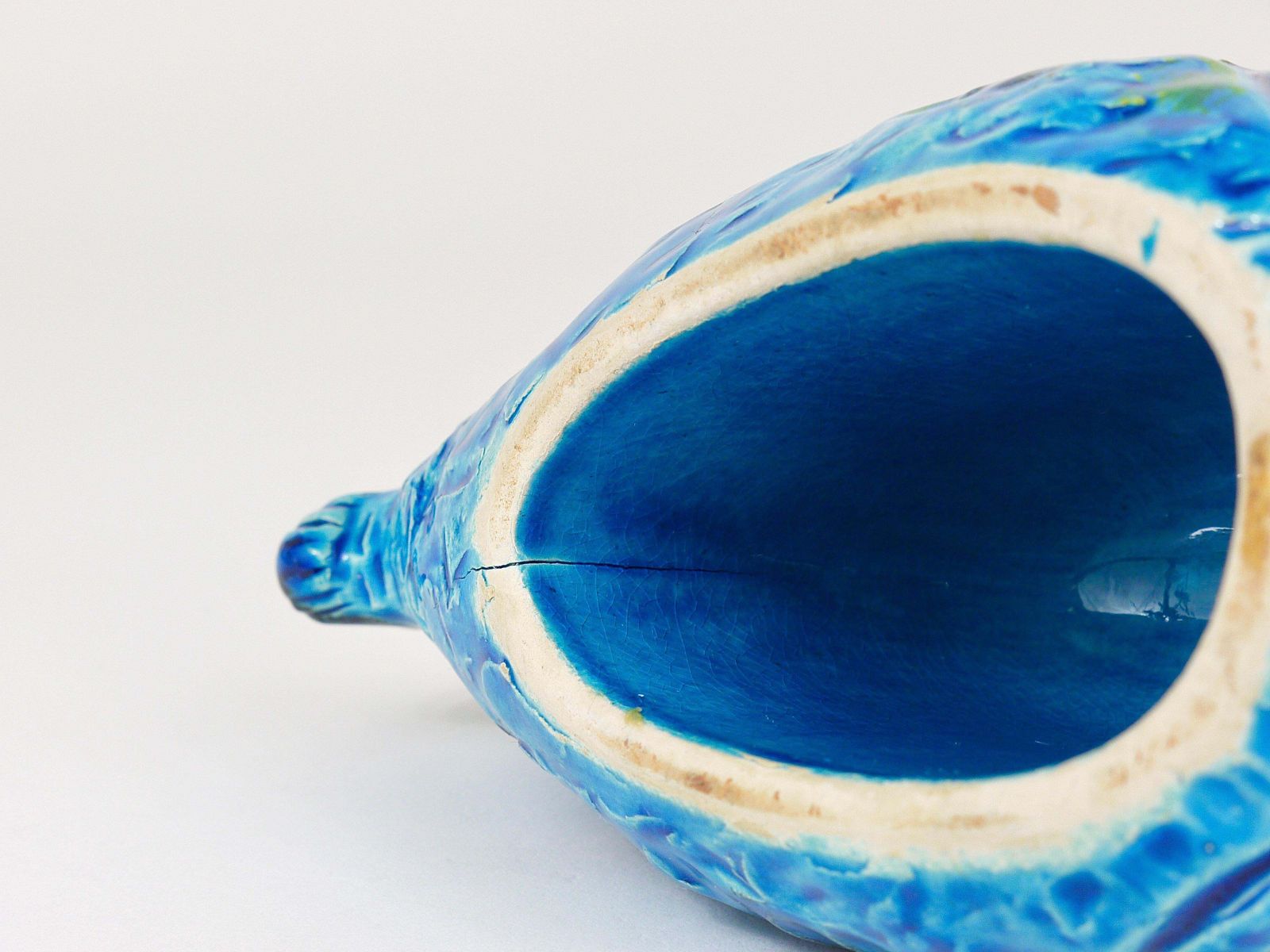 photo vintage Aldo Londi Bitossi Rimini Blue Glazed Fish Sculpture Figurine, Italy, 1950s