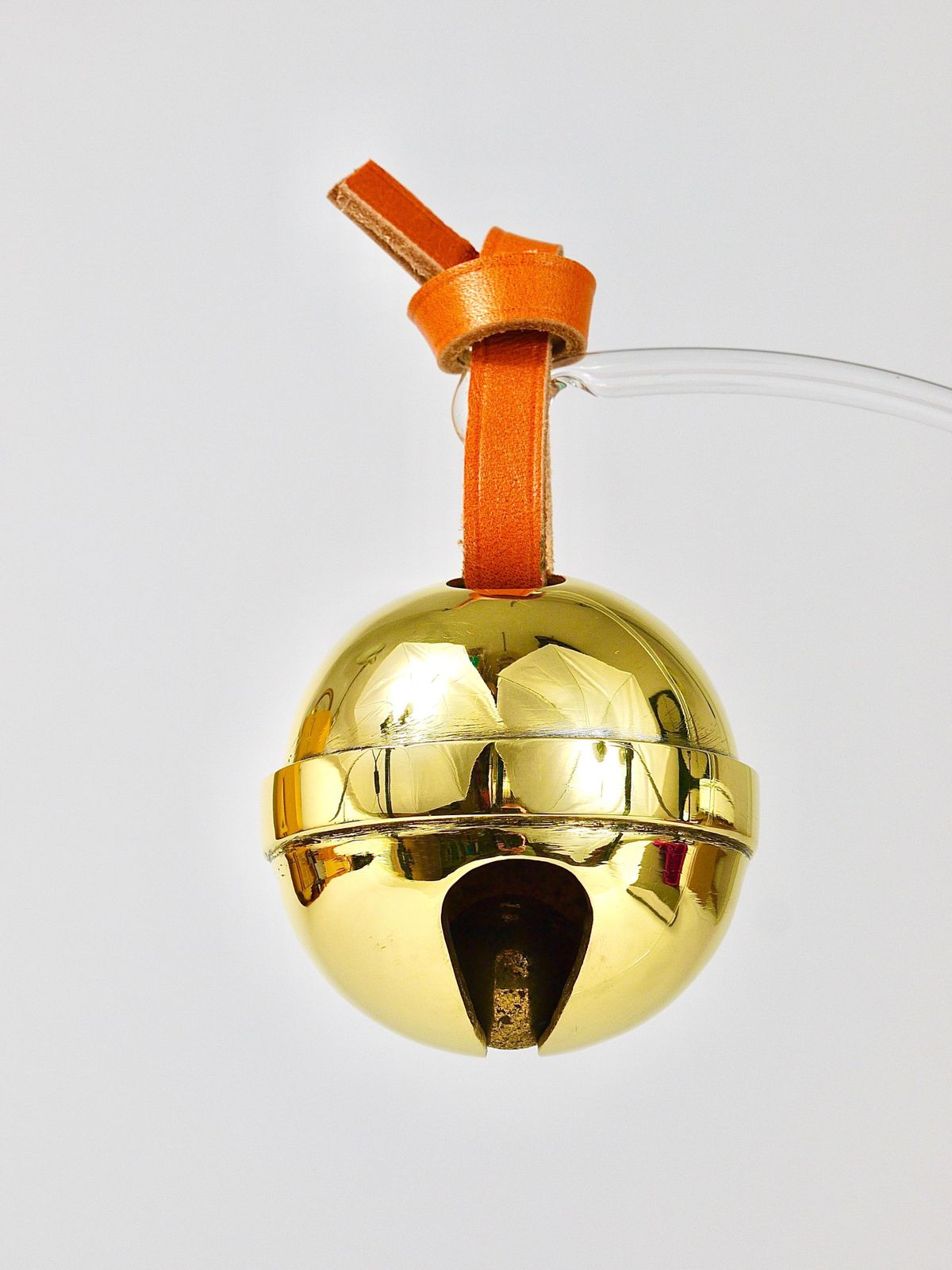 photo furniture Carl Auböck Handcrafted Paperweight Jingle Bell #5039, Brass, Leather, Austria