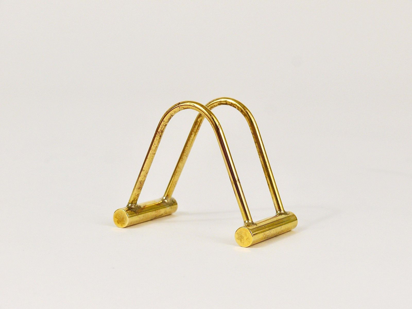 Carl Auböck Up To Three Midcentury Polished Brass Card Holder, Austria, 1950s photo vintage