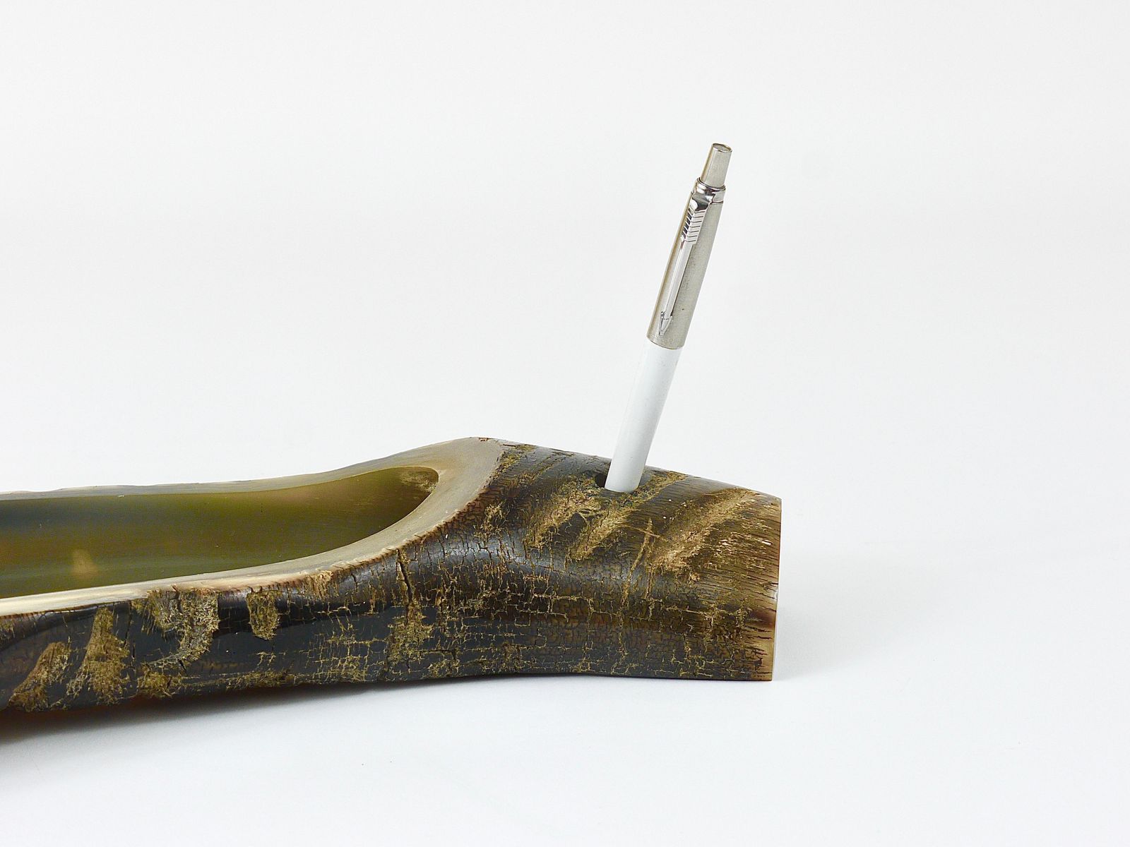 Carl Aubock Mid Century Horn Desk Pen & Pencil Tray & Holder, Austria, 1960s photo vintage