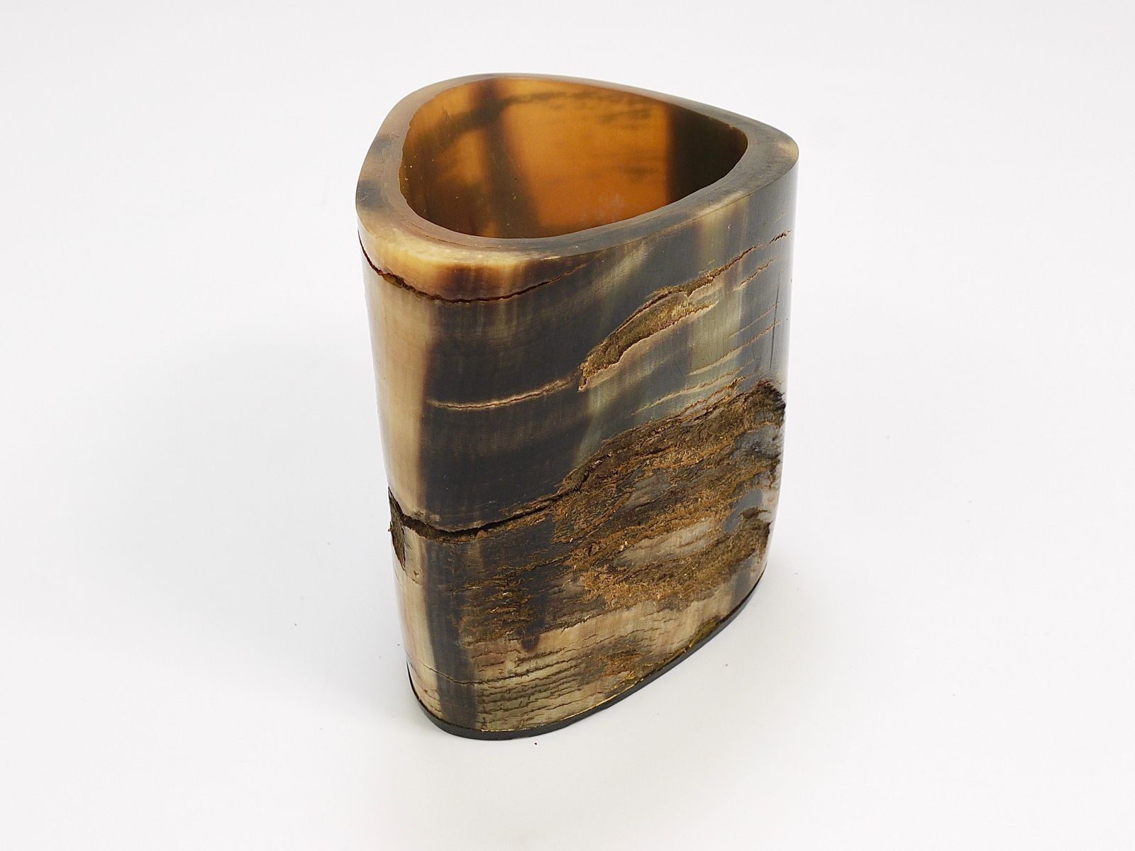 Carl Aubock Mid Century Horn Desk Pen & Pencil Holder Cup, Austria, 1950s photo vintage