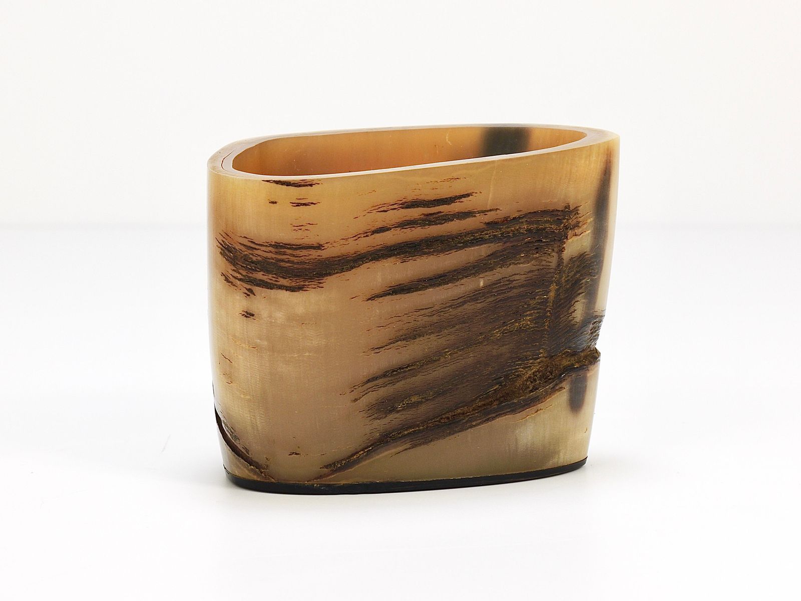 Carl Aubock Mid Century Horn Desk Pen & Pencil Holder Cup, Austria, 1950s photo for sale