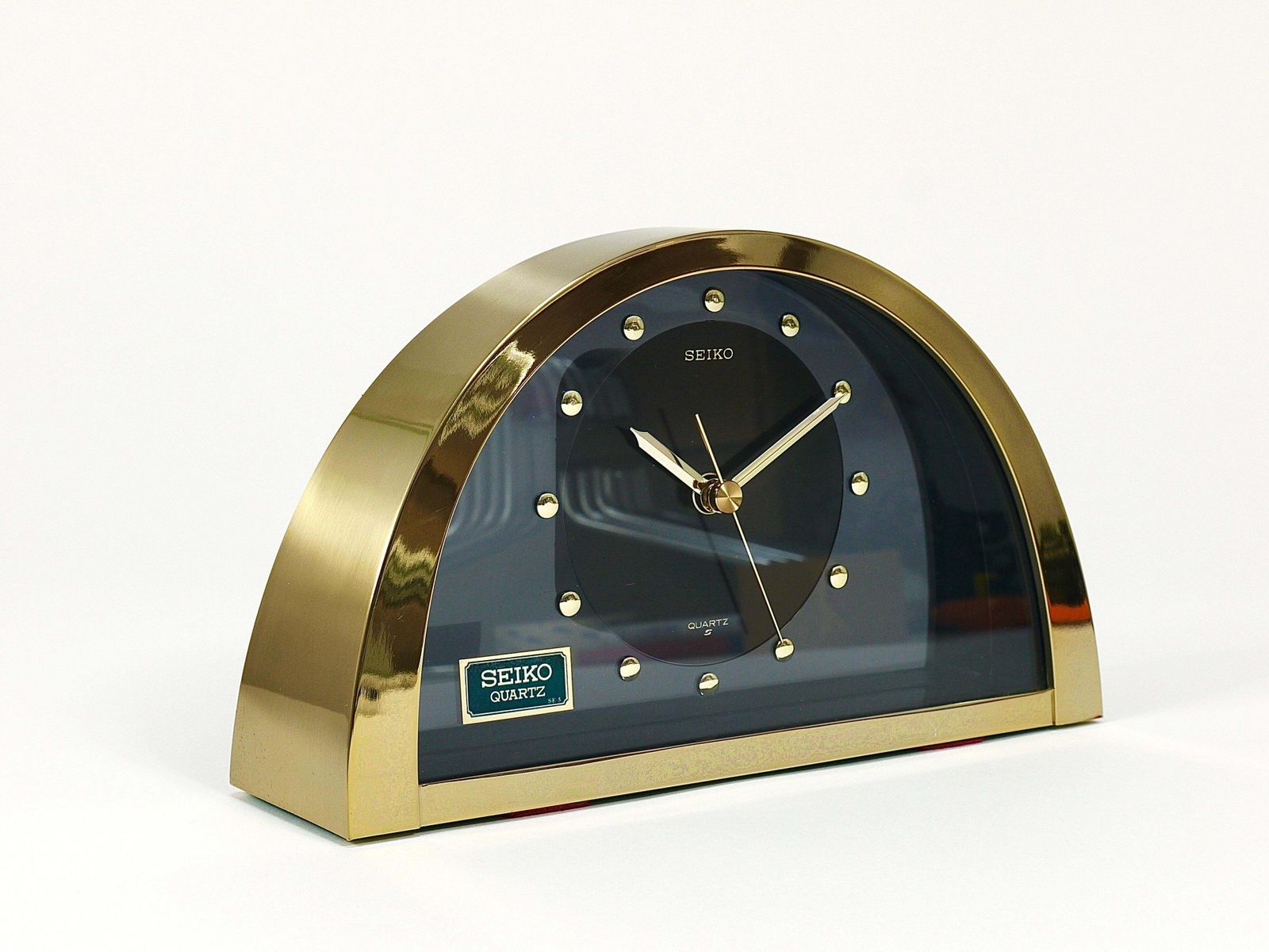 Beautiful Hollywood Regency Brass See Through Table Clock By Seiko Japan, 1980s photo Home Decor