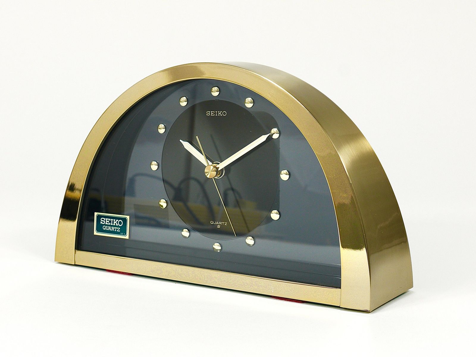 Beautiful Hollywood Regency Brass See Through Table Clock By Seiko Japan, 1980s photo 556.0