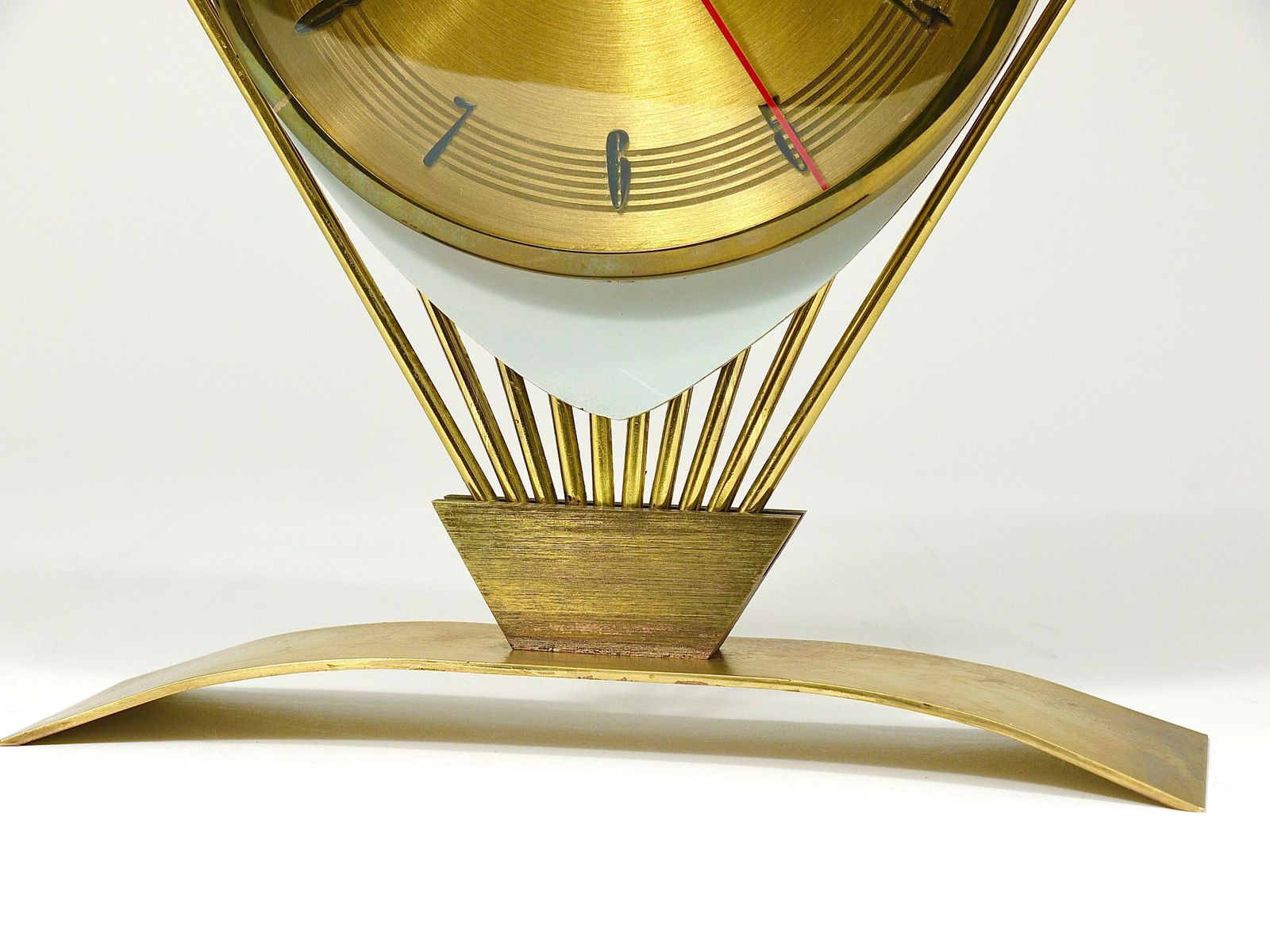 photo buy Atlanta Midcentury Atomic Age Sunburst Brass Table Desk Clock, Western Germany