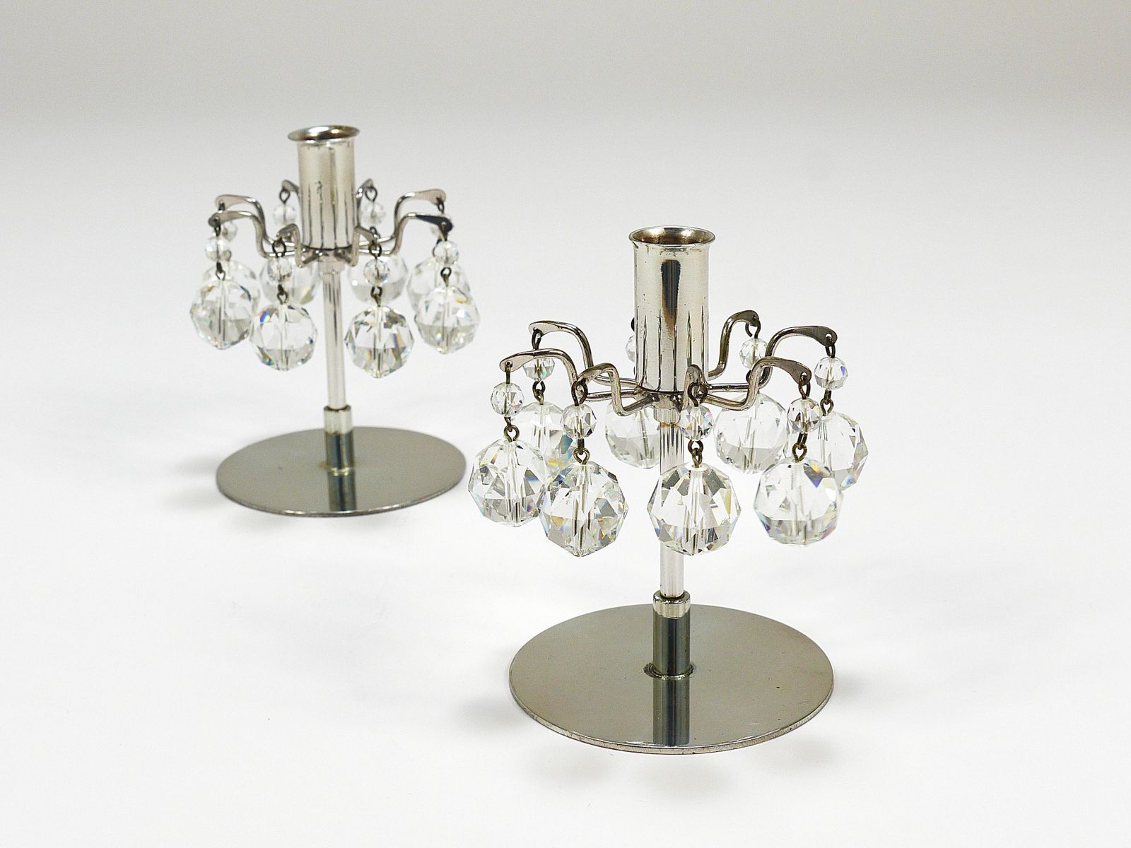 J.L. Lobmeyr „Lights Of Vienna“ Pair Candleholders, Faceted Swarovski Crystals photo buy