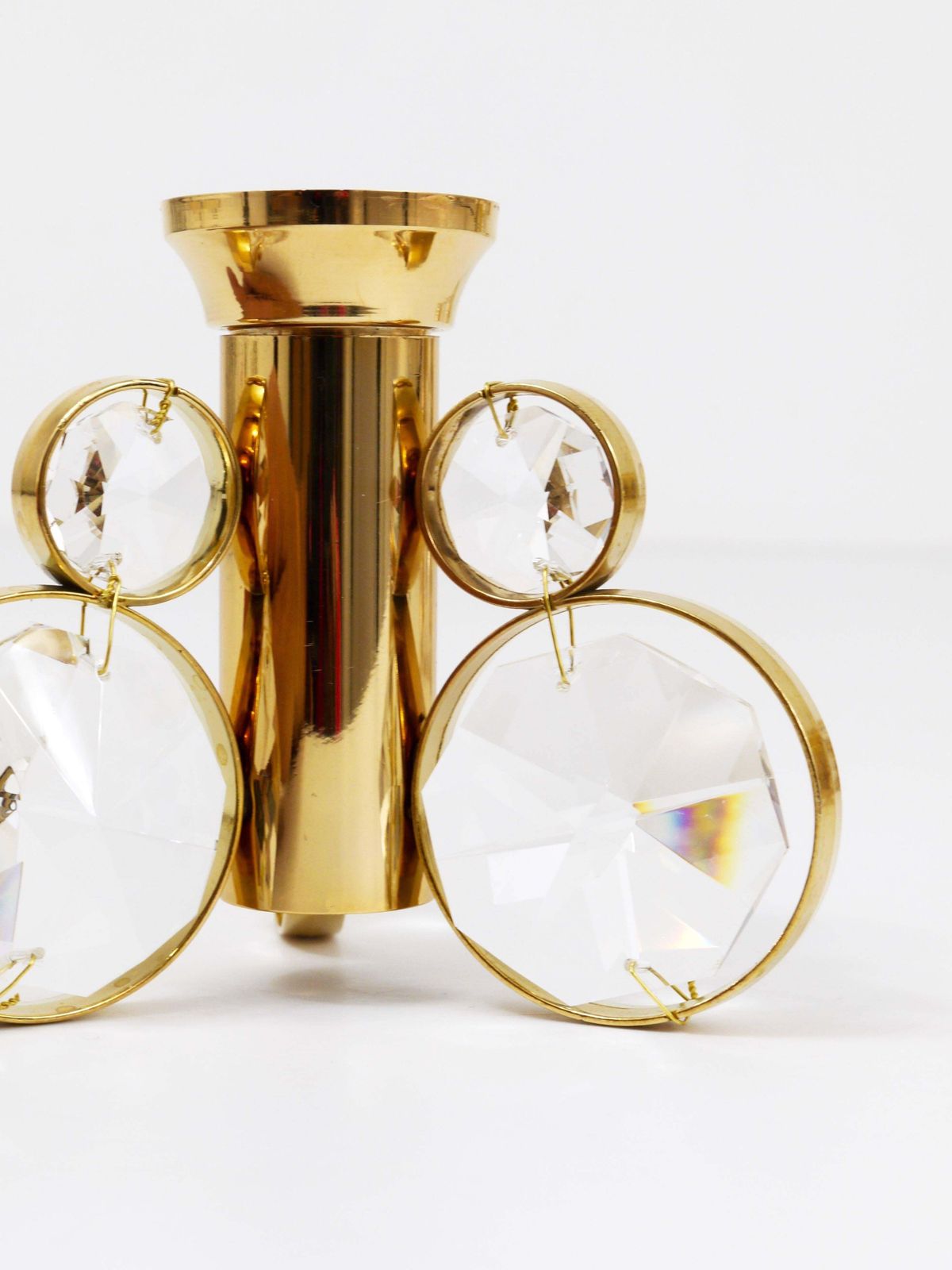 10x Palwa Gaetano Sciolari Style Brass & Crystal Candle Holder Candlestick photo vinterior
