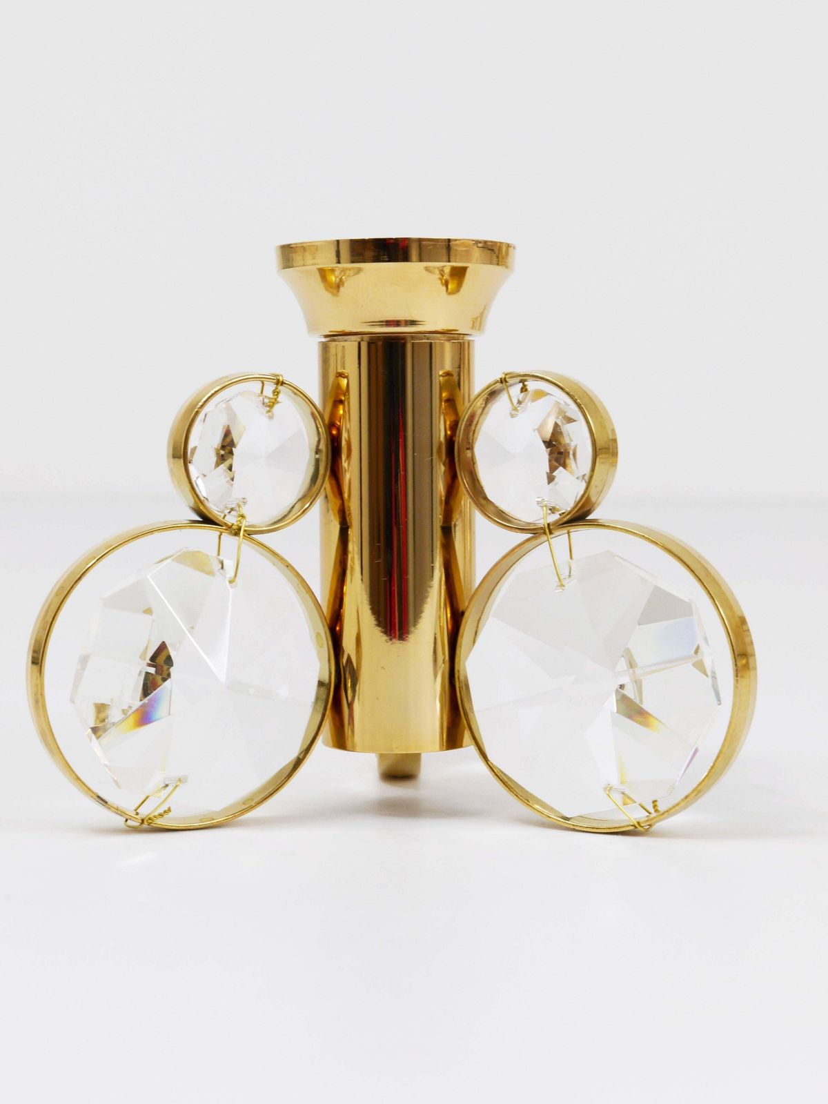 10x Palwa Gaetano Sciolari Style Brass & Crystal Candle Holder Candlestick photo buy