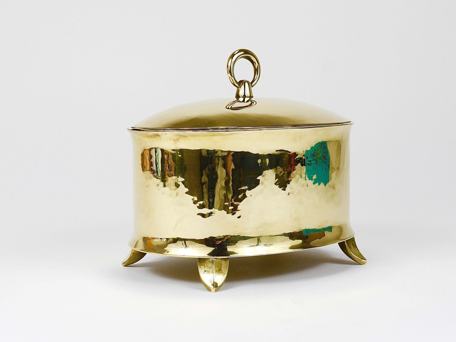 Otto Prutscher Art Nouveau Brass Box Bowl With Lid, Melzer & Neuhardt, 1920s photo vintage