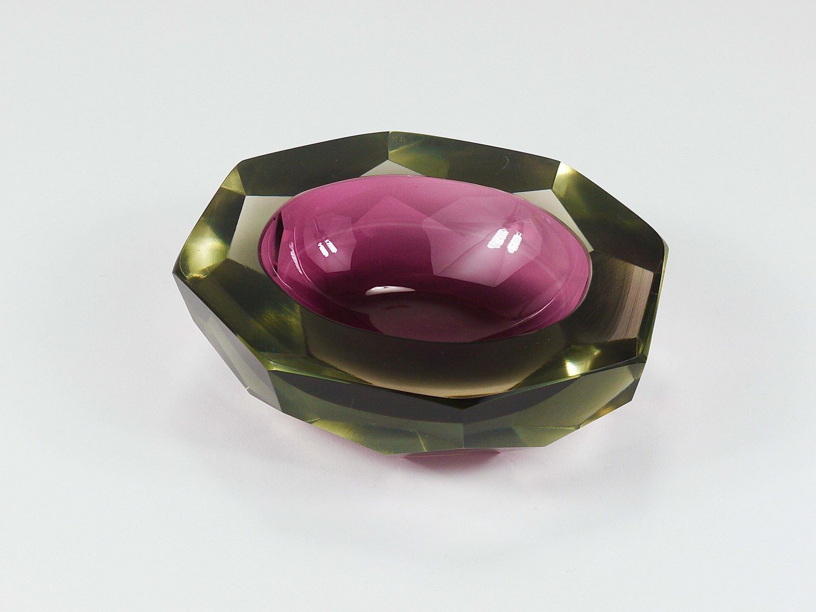 Flavio Poli Sommerso Caviar Murano Glass Diamond Bowl By Seguso, Italy, 1960s photo for sale
