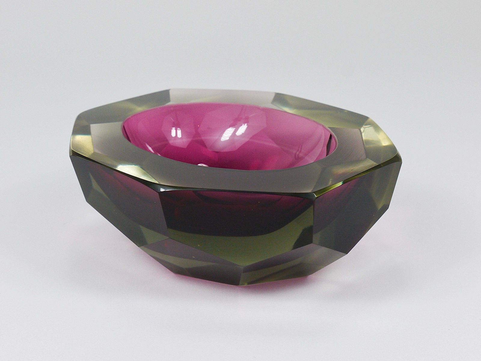 Flavio Poli Sommerso Caviar Murano Glass Diamond Bowl By Seguso, Italy, 1960s photo vintage