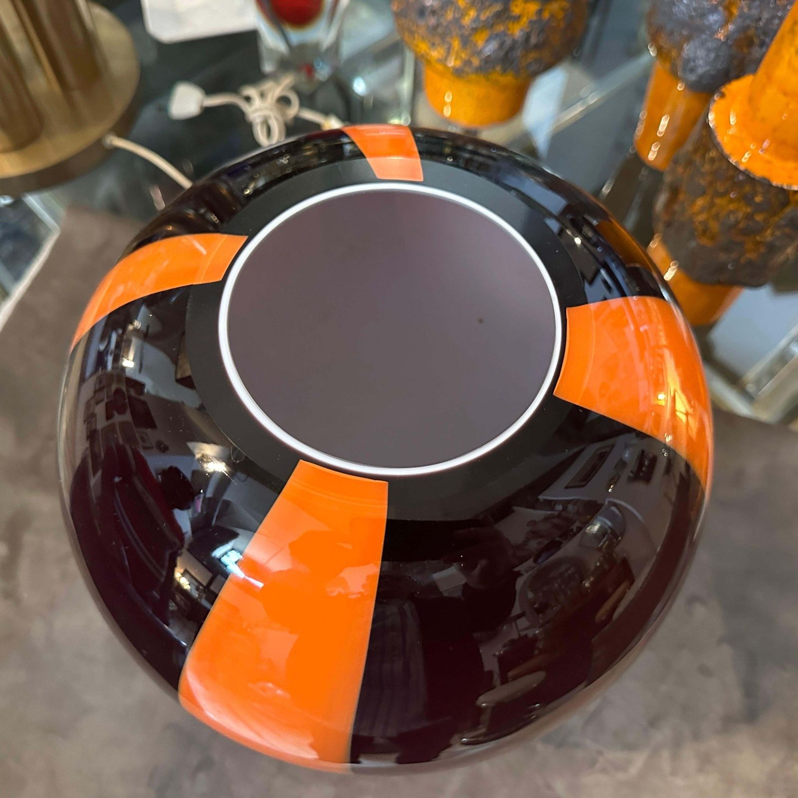 1970s Mid Century Modern Purple And Orange Tall Murano Glass Vase photo vintage