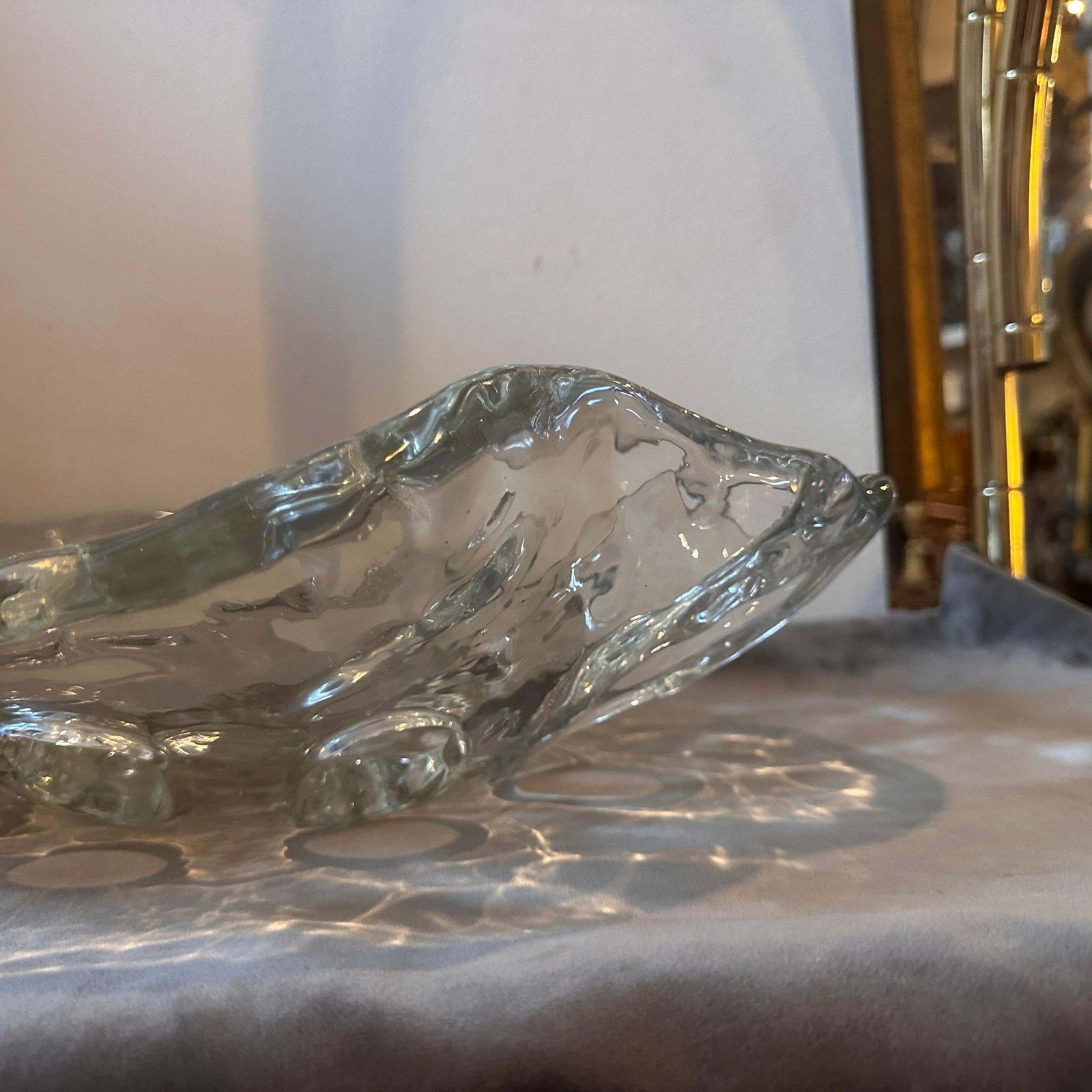 1970s Modernist Clear Murano Glass Oval Italian Centerpiece photo buy