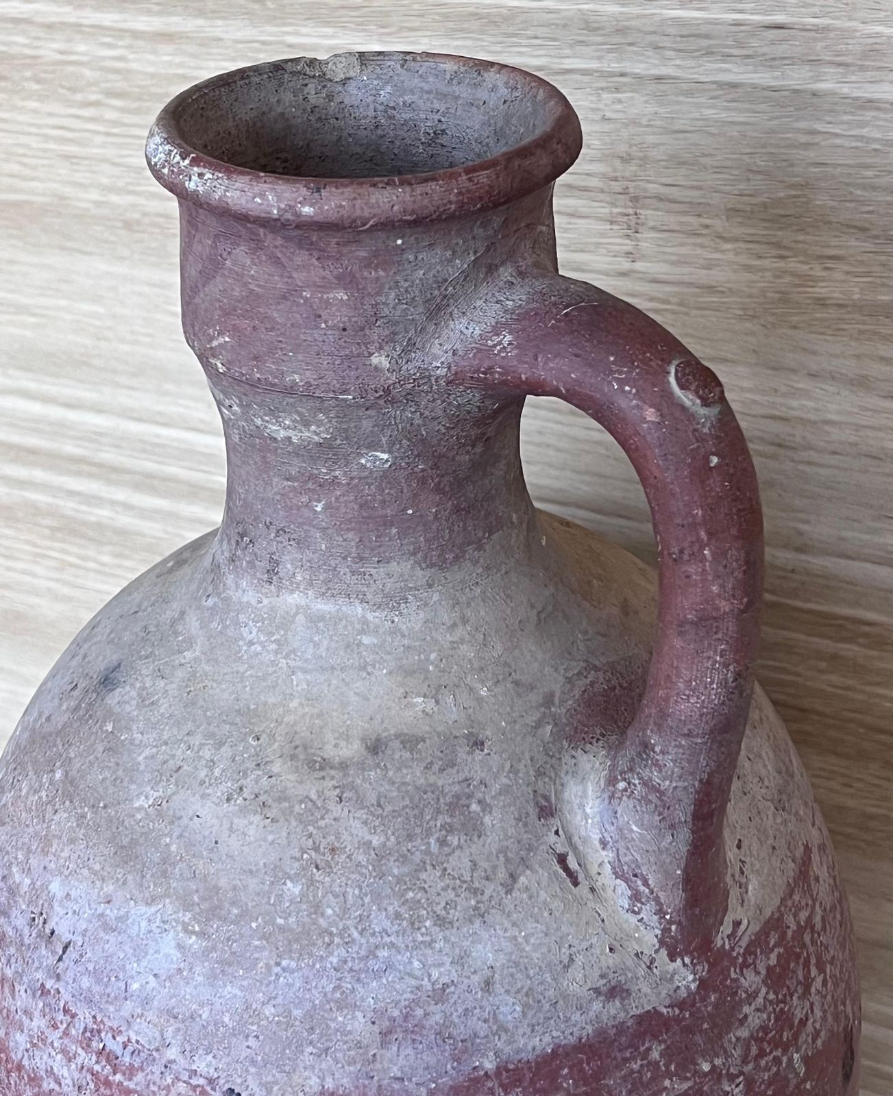 1890 Terracotta Amphora Vase Or Jar With Handle With Metal Support photo buy