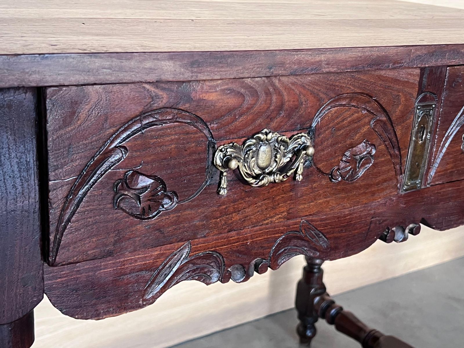 Spanish Country Pine "Mobila " Sofa Table Or Console Table With Drawer photo vinterior