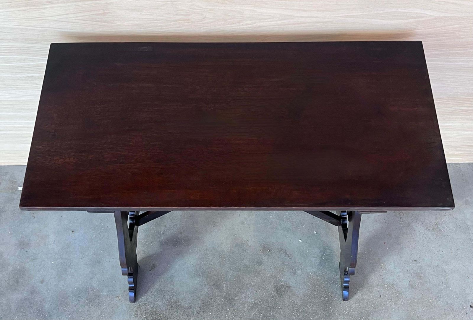 19th Century Ebonized Baroque Spanish Side Table With Lyre Legs photo vinterior