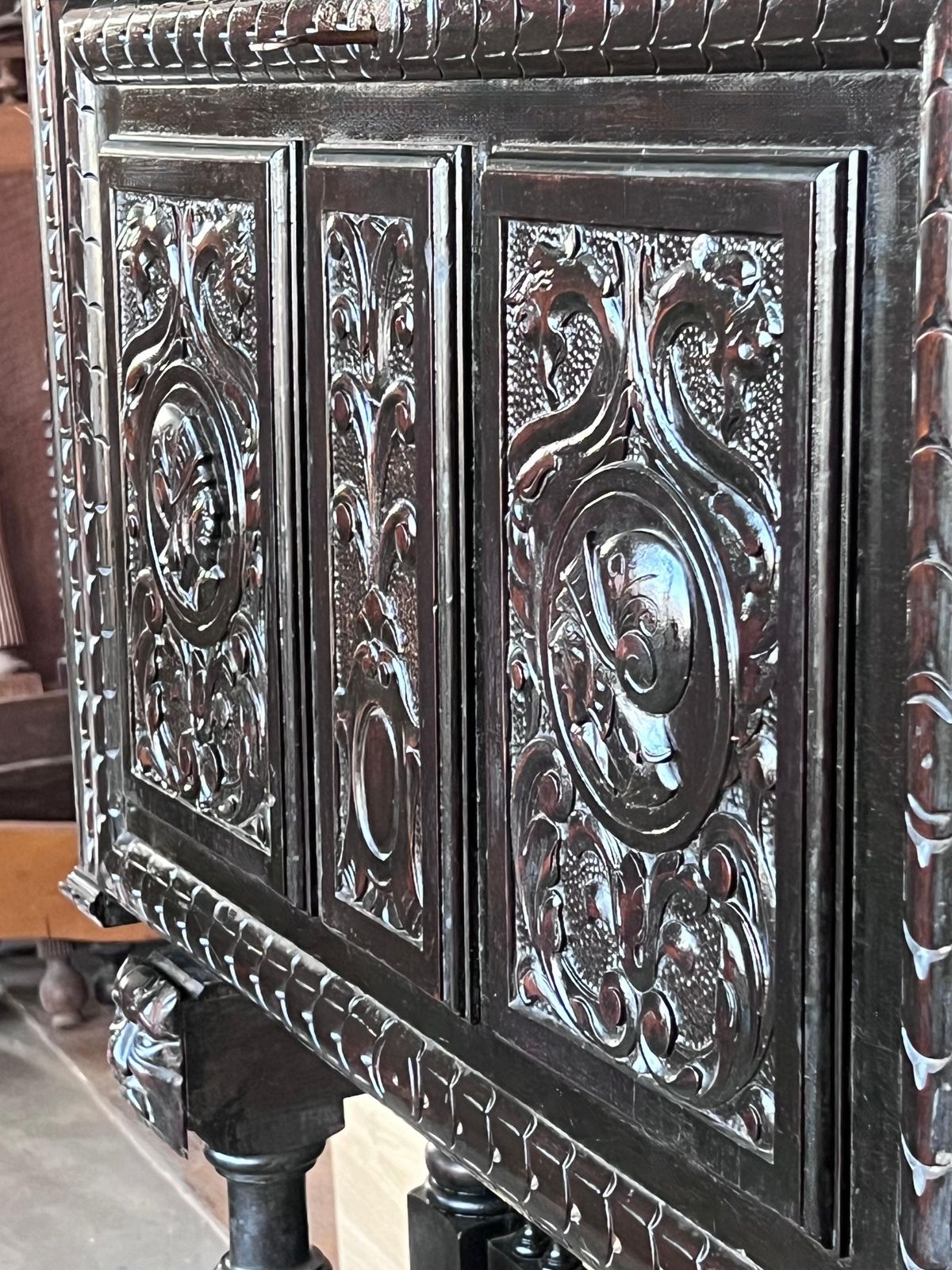 photo furniture 20th Century Spanish Baroque Style Cabinet On Stand, Bargueno Or Varqueno