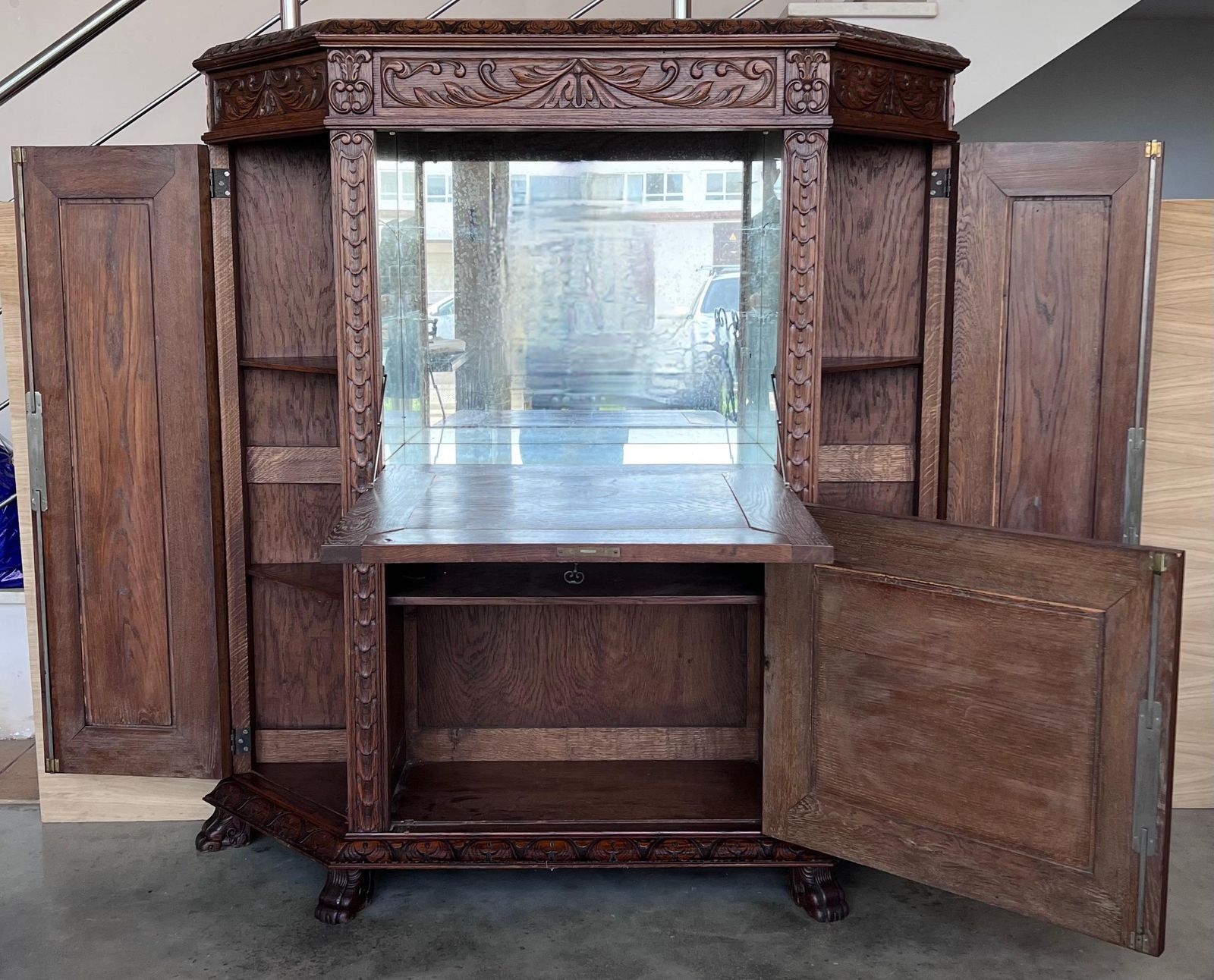 Spanish Baroque Cabinet Bar In Carved Walnut, 1910s photo 5354.0