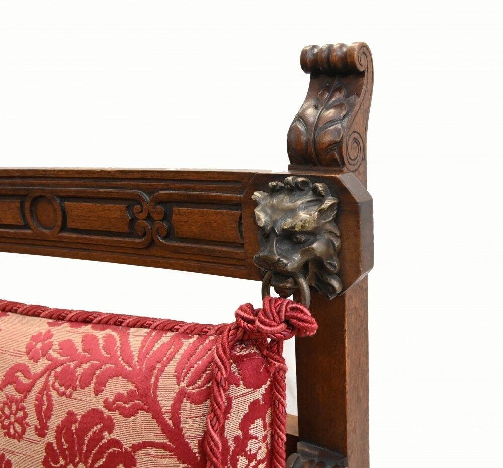 photo furniture Pair Walnut French Arm Chairs Carved Farmhouse Fauteuil