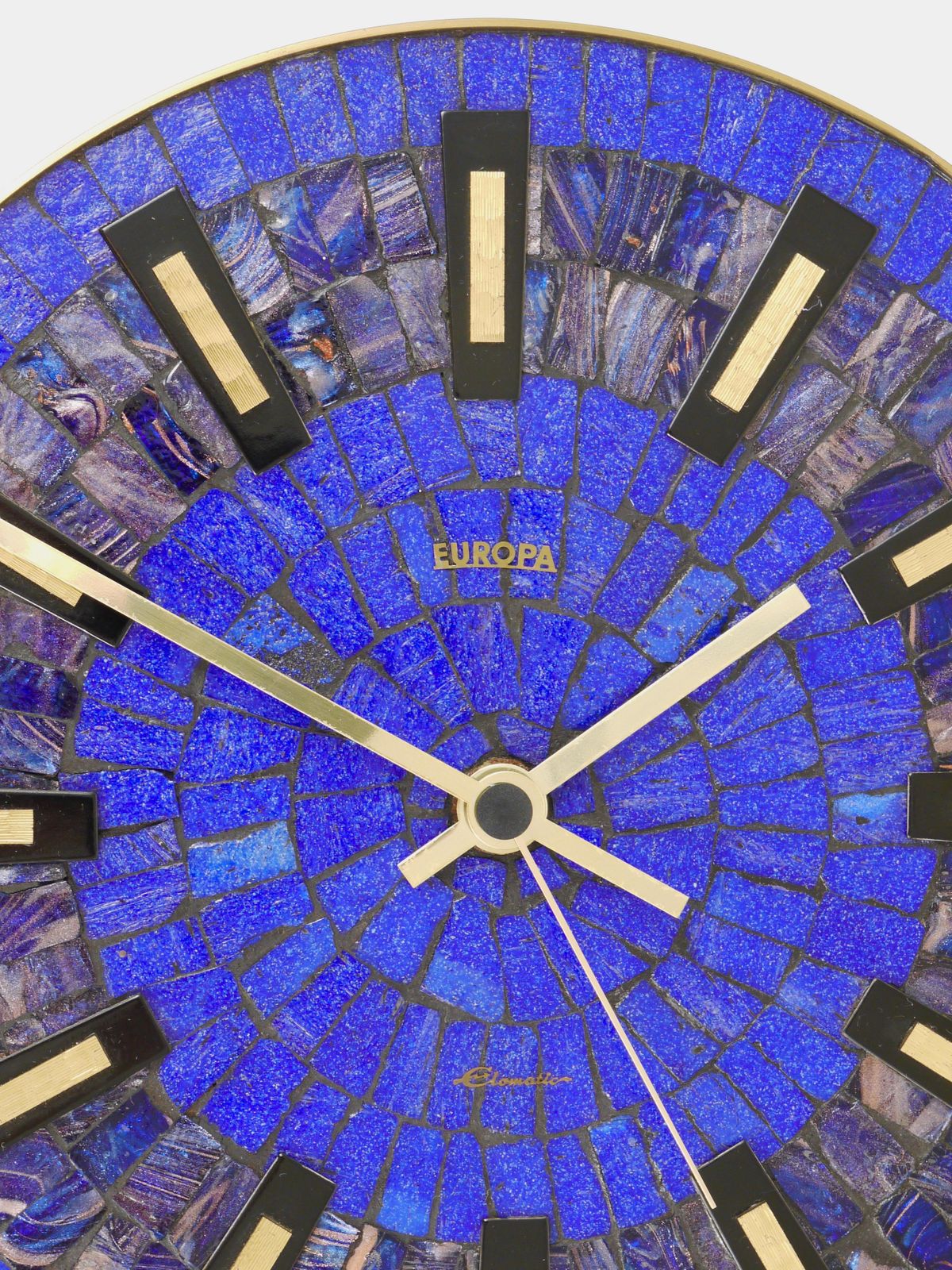 Round Modernist Blue Mosaic Wall Clock "Europa, " Germany, 1950s photo furniture