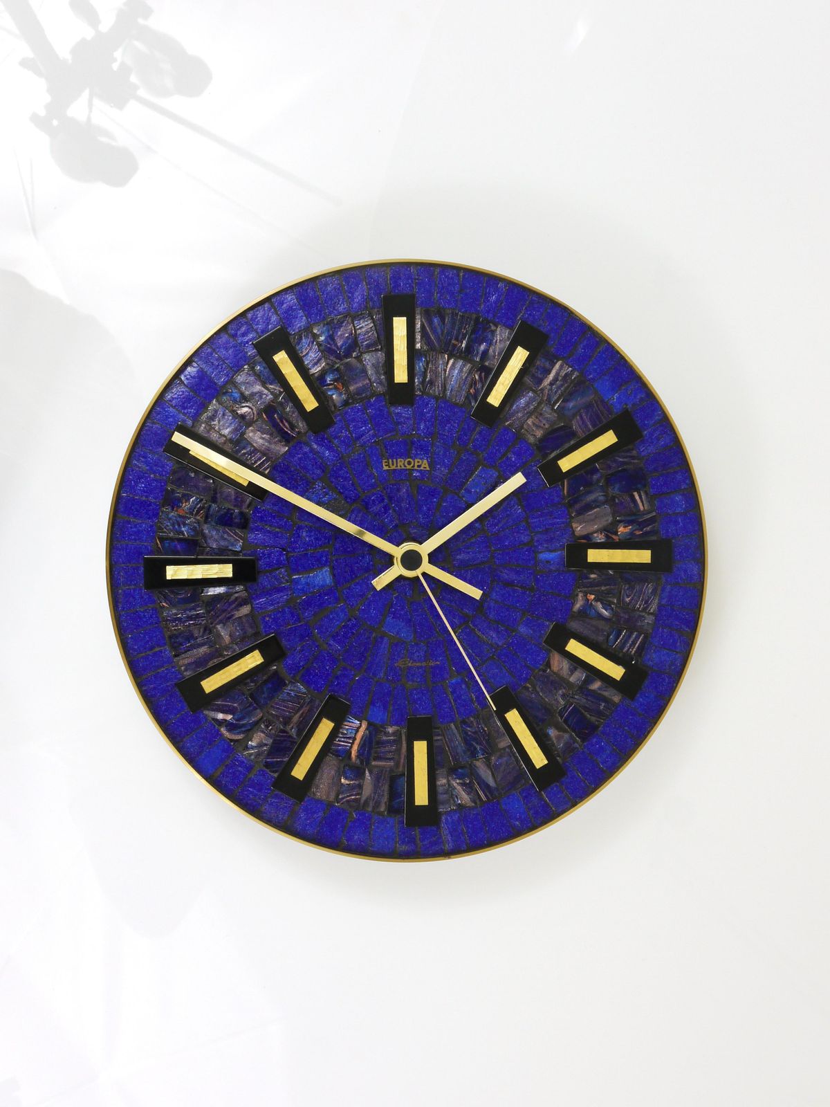 Round Modernist Blue Mosaic Wall Clock "Europa, " Germany, 1950s photo 1482.0