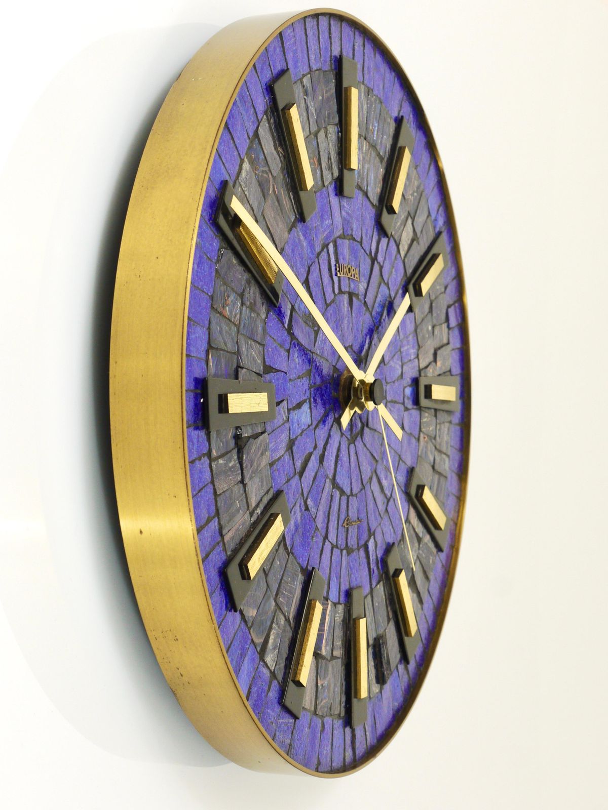 Round Modernist Blue Mosaic Wall Clock "Europa, " Germany, 1950s photo buy