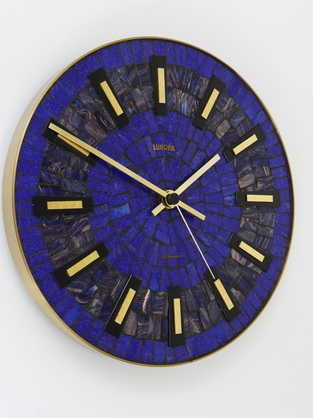 photo furniture Round Modernist Blue Mosaic Wall Clock "Europa, " Germany, 1950s