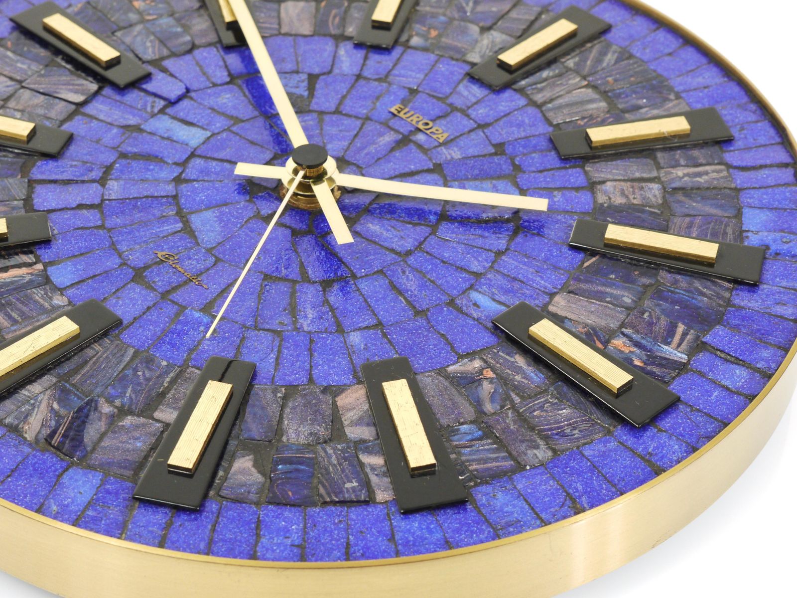 1482.0 Round Modernist Blue Mosaic Wall Clock "Europa, " Germany, 1950s photo