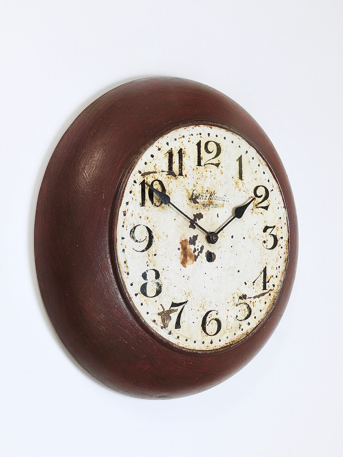 Antique 1920s Public Iron Wall Clock With Hand Painted Dial, Industrial Style photo Home Decor