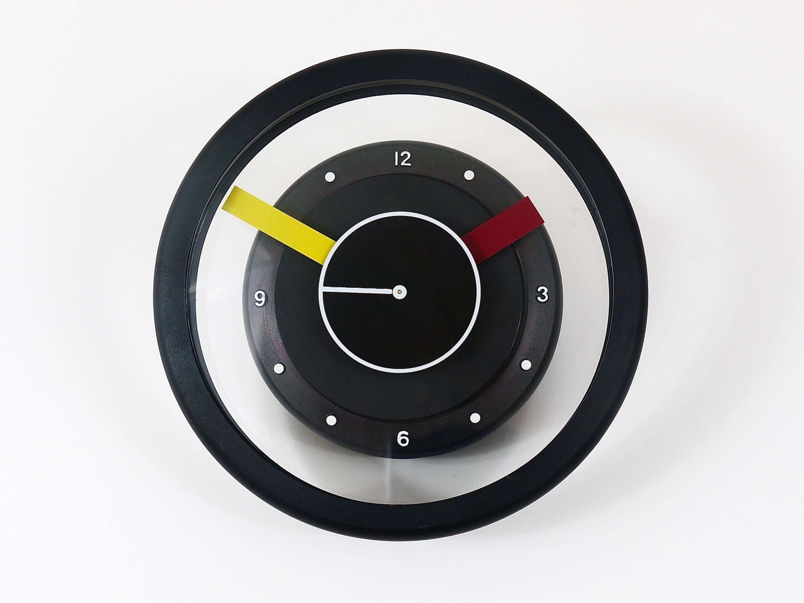Home Decor Postmodern Round Pop Art Desk Or Table Clock, Memphis Milano Style, Italy, 1990s photo