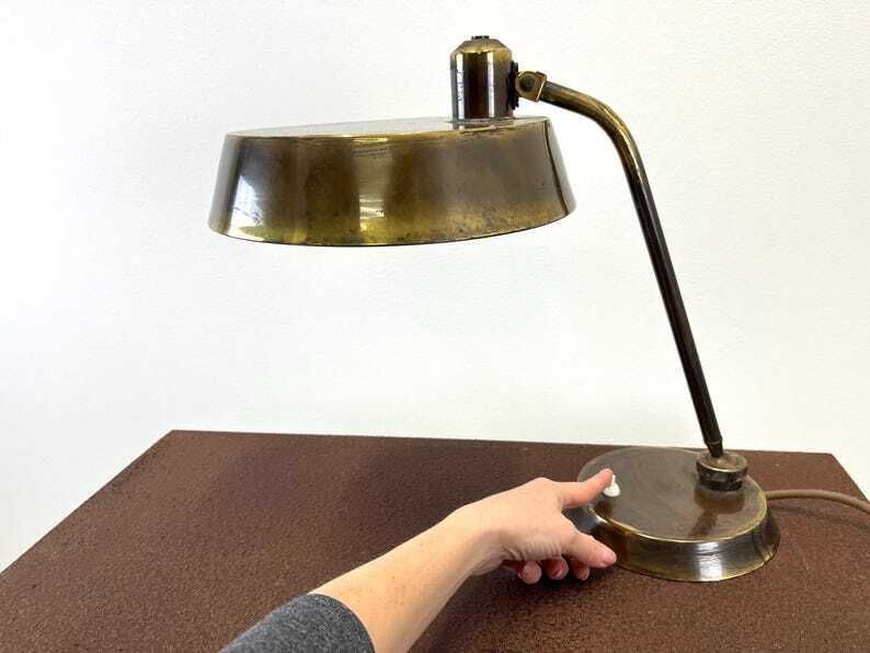 Antique Brass Desk Lamp / Mid Century Table Lamp / Italian Articulating Lamp 60s / Art Deco Lamp / Study Lamp / Lamp For Desk