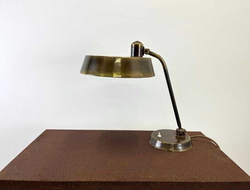 Antique Brass Desk Lamp / Mid Century Table Lamp / Italian Articulating Lamp 60s / Art Deco Lamp / Study Lamp / Lamp For Desk photo Lighting