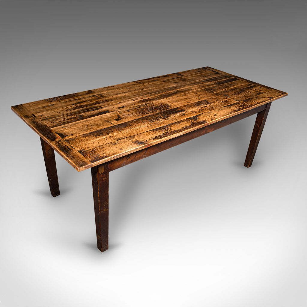 Antique 6 Seater Country House Dining Table, English, Pine, Kitchen, Victorian photo vinterior