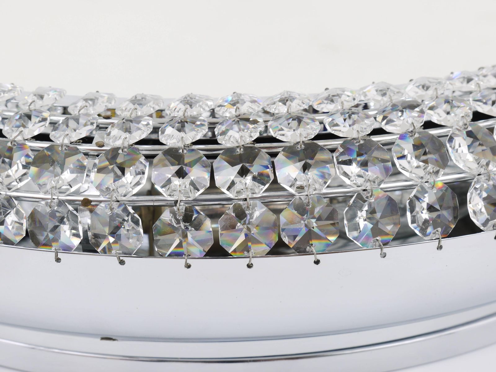 Round Bakalowits Style Faceted Crystal & Chrome Backlit Wall Mirror, 1960s photo for sale
