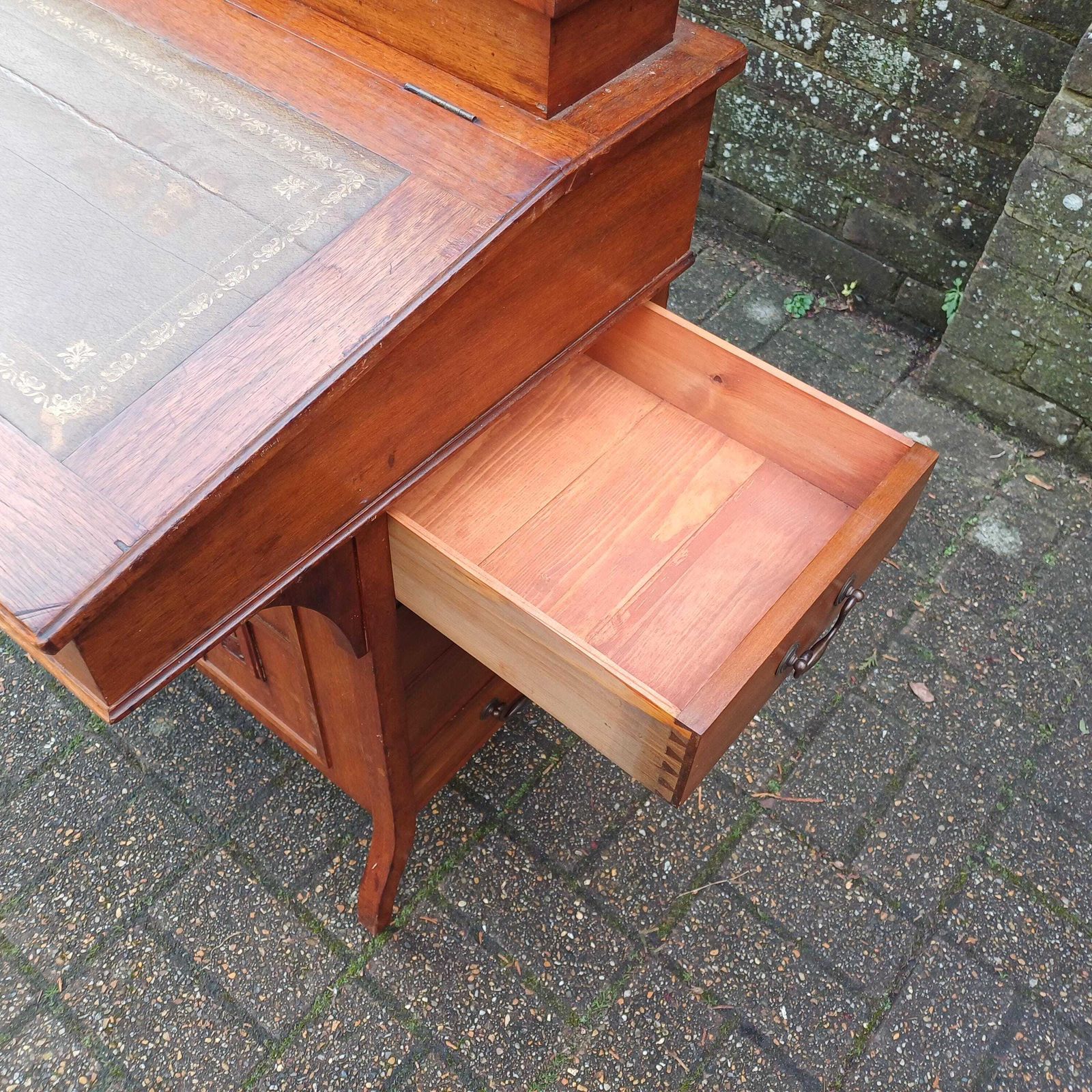 photo for sale Vintage Davenport Antique Walnut Writing Desk With Carved Panel, Late 19th/Early 20th Century