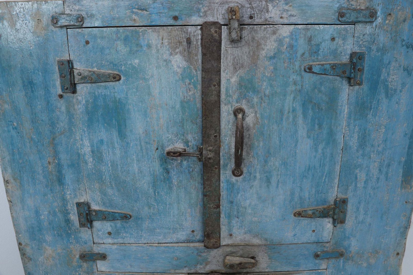 Early 19th Century Original Hand Painted Blue Indian Cabinet photo for sale