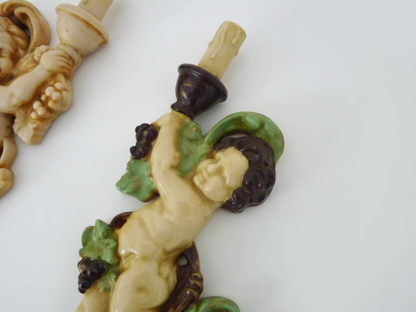 Pair Of Resin Cherub Wall Lights From The 60s And 70s photo vinterior